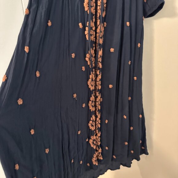 🩵Free People Dress Pink Embroidery V-neck Drawstring Midi Maxi Dress Size Small - Picture 6 of 8